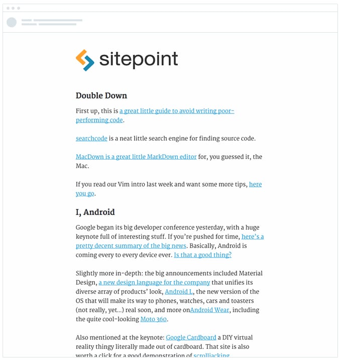 Sitepoint – Призыв к действию – Текстовые ссылки
