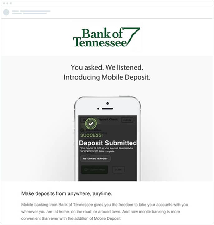 Bank of Tennessee – A/B-тестирование – Визуализация по электронной почте